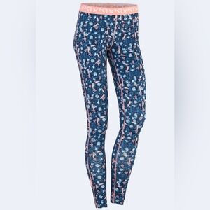 NWT Kari Traa Fryd Baselayer Legging Pants Navy Blue Floral Women's Size XS